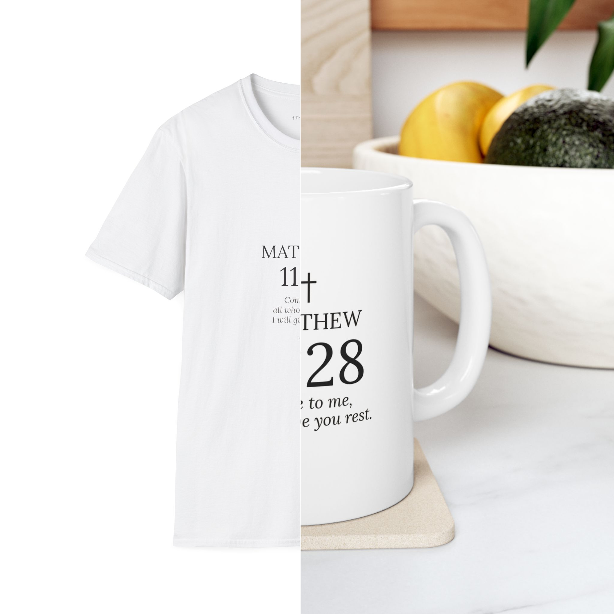 Matthew 11:28 — Tee & Mug Gift Set
